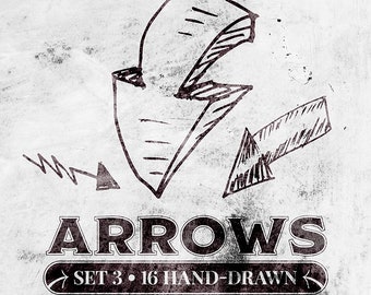 16 Hand-Drawn Arrows Doodles Set 3 SVG, EPS, PDF Vector Clipart Graphics
