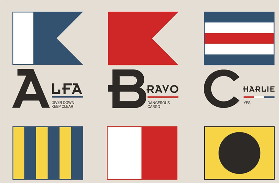 Nautical Maritime Naval Alphanumeric Signal Flags SVG Cut Files Vector ...