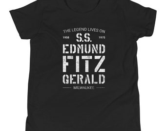 S.S. Edmund Fitzgerald Famous Shipwreck Youth Kids Short Sleeve T-Shirt