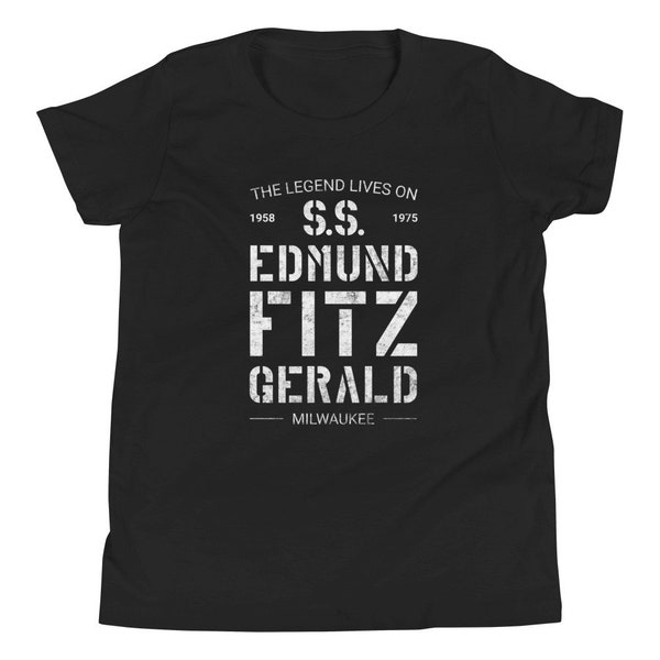 S.S. Edmund Fitzgerald Famous Shipwreck Youth Kids Short Sleeve T-Shirt