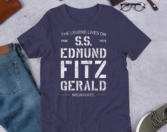 S.S. Edmund Fitzgerald Great Lakes Maritime Nautical Ship Legend Unisex T-Shirt Solid or Heather Colors Available