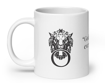 Löwenkopf Türklopfer-Tasse, Charles Dickens-Zitat