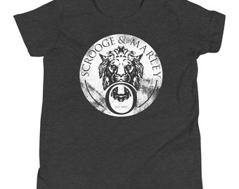 Scrooge & Marley Lion Kopf Tür Knocker Jugend T-Shirt inspiriert von Charles Dickens' A Christmas Carol