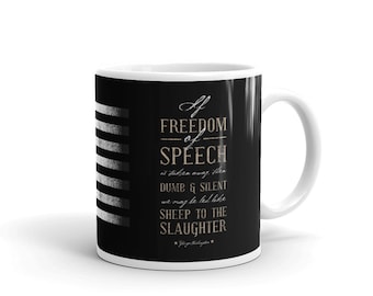 Mug featuring Freedom of Speech quote by George Washington and Circle of Stars, Stripes and Grunge Distressed Styling