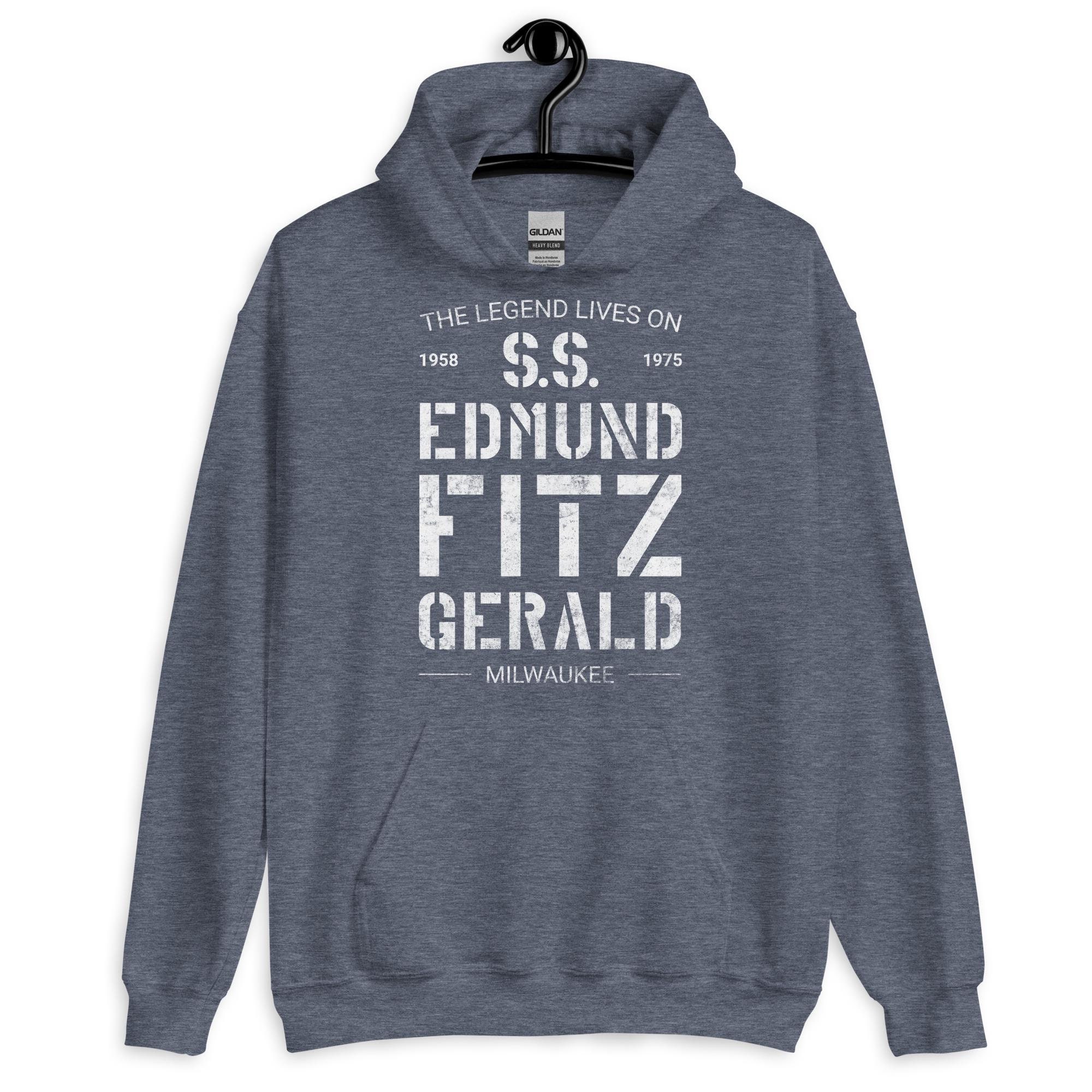 S.S. Edmund Fitzgerald Great Lakes Maritime Nautical Ship Legend Commemorative Navy Black Maroon Cotton Unique Hooded Sweatshirt