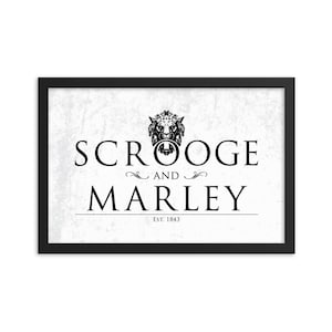 Scrooge & Marley Christmas Carol Lion Head Door Knocker Wall Art Poster Print. Available Framed and Unframed.