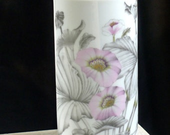 Vintage ROSENTHAL Studio Linie Small Floral Vase Mid Century German Porcelain White Grey Gold Pink