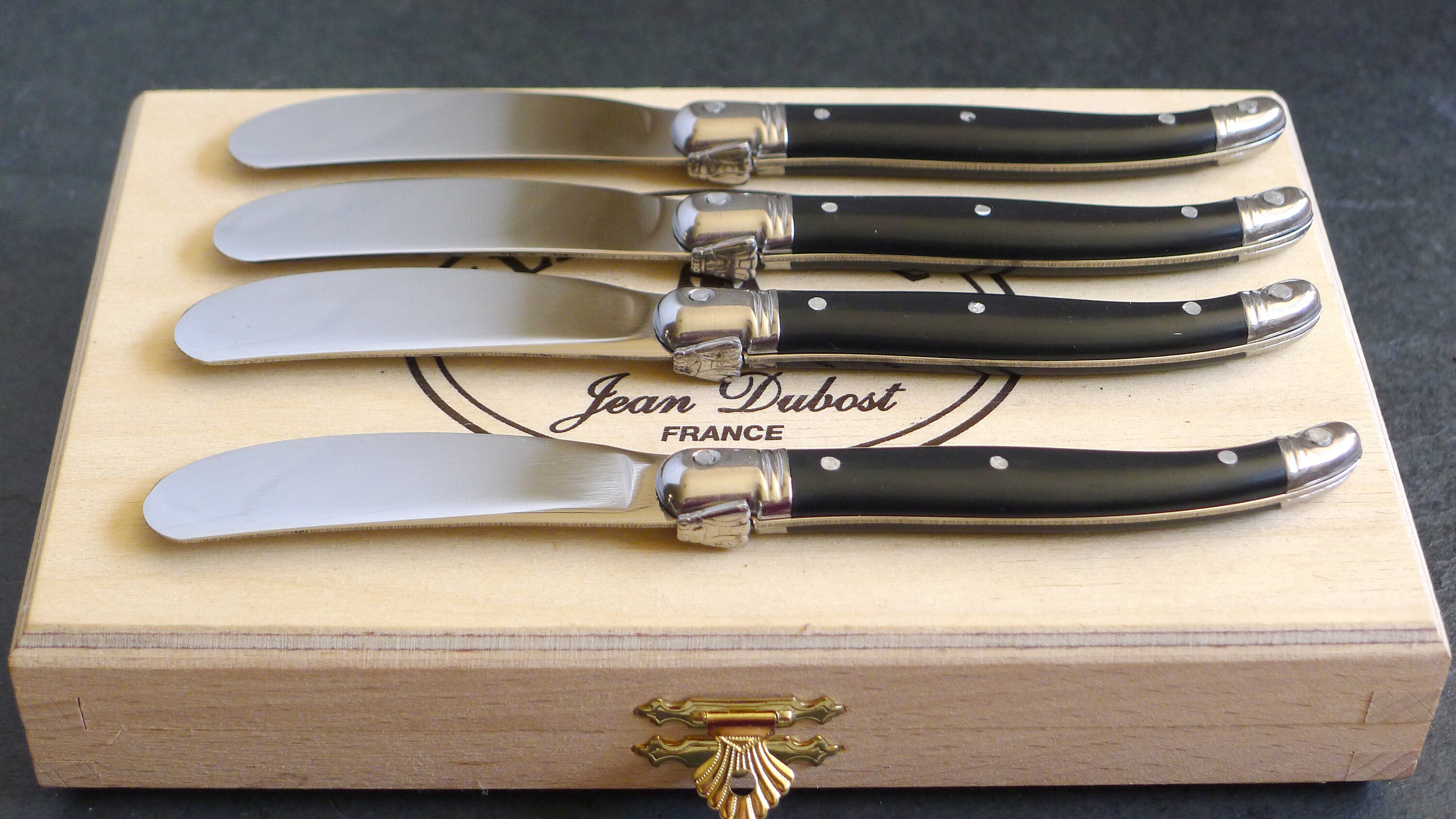 LAGUOILE France Butter Knives Set of 4 Boxed Jean Dubost Black Etsy