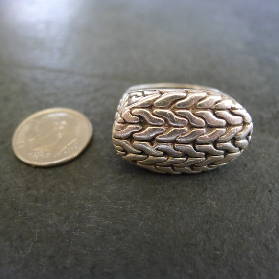 Vintage Sterling Silver Ring Wheat Pattern Dome  … - image 5