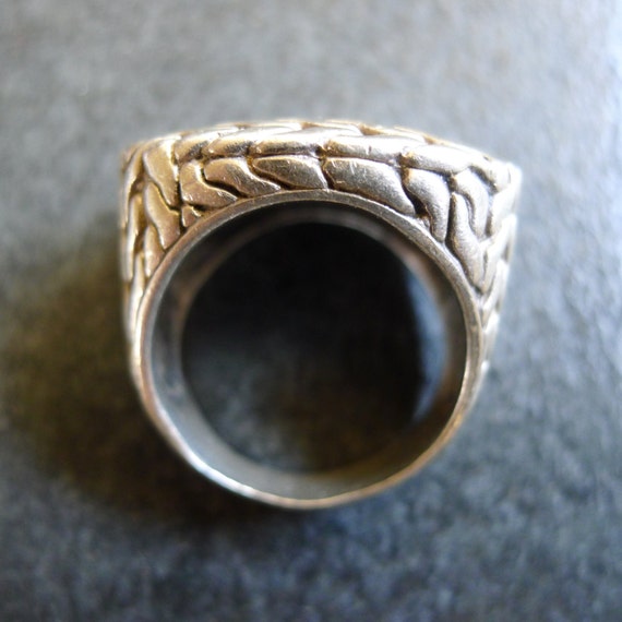 Vintage Sterling Silver Ring Wheat Pattern Dome  … - image 4