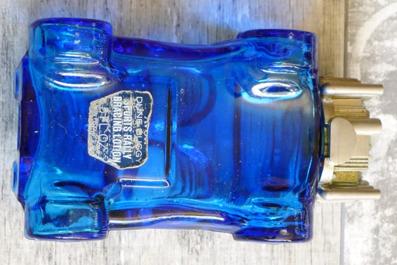 Vintage AVON Blue Glass Race Car Bottle Cologne Bubble Bath Boys