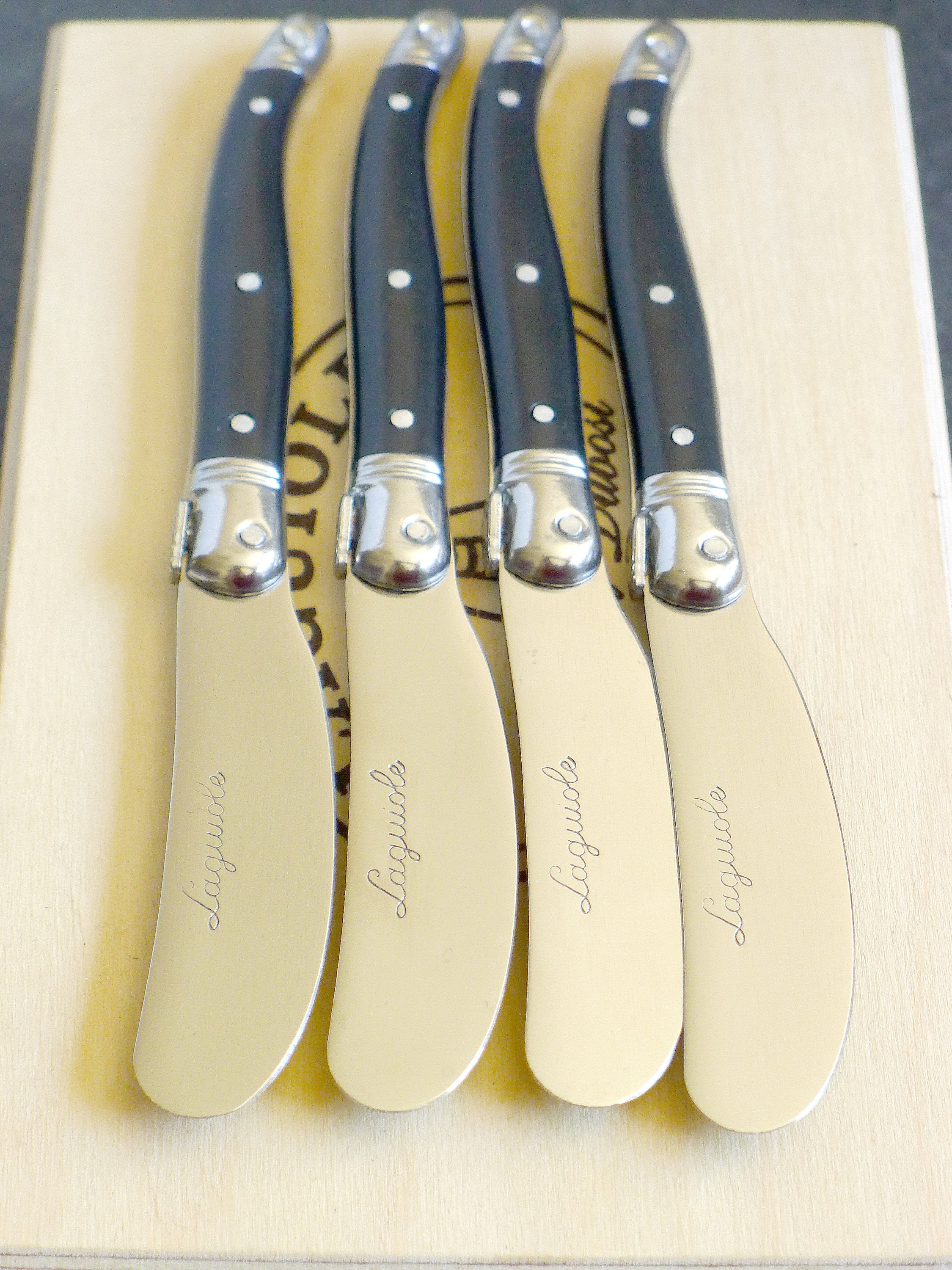 LAGUOILE France Butter Knives Set of 4 Boxed Jean Dubost Black Etsy