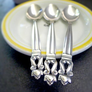 GEORG JENSEN Acorn Sterling Small Teaspoons Danish Silver Set of 3 Denmark