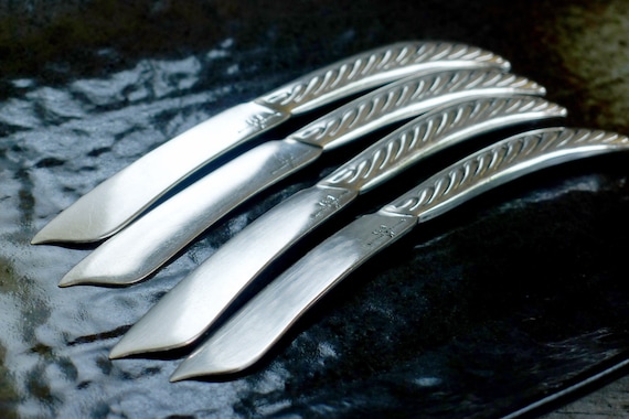 Rare Tiffany & Co Sterling Corn Butter Knives Set of 4 Antique