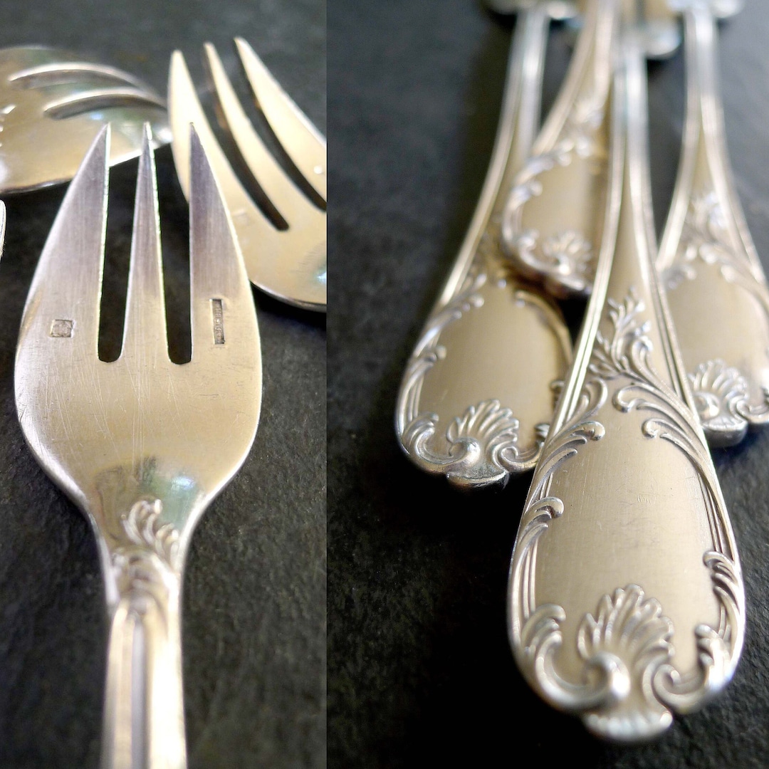 Antique Christofle MARLY Silverplate Oyster Forks Rare French