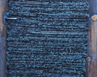 Gray, Blue and Black Chorus Hand-Woven Wool Rug