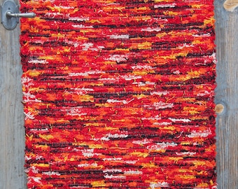 Red, Gold and Black Chorus Hand-Woven Wool Rug