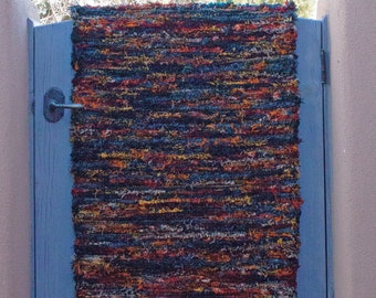 23-099 Blue, Green and Orange Duo  Hand-Woven Wool Rug.
