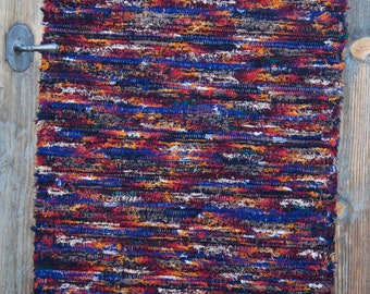 22.065 Burgundy and Blue Duo Hand-Woven Wool Rug