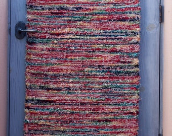 23-039  Red, Green and Blue Chorus Hand-woven Wool Rug