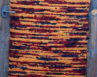21.065 Red, Blue and Gold Duo Hand-Woven Wool Rug