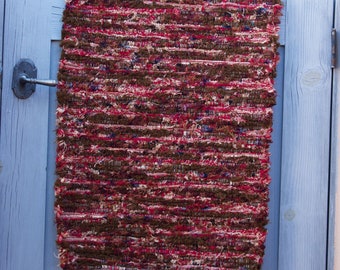 23.078 Brown and Red Duo Hand-Woven Wool Rug