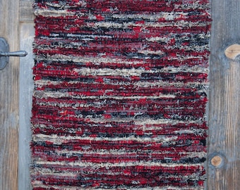 22.146  Red and Black Duo Hand-Woven Wool Rug