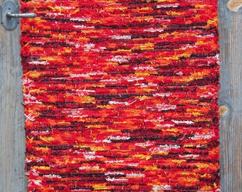 19.153 Red, Gold and Black Chorus Hand-Woven Wool Rug