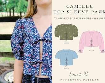 Additional Sleeve Pack for Camille Sewing Pattern (NO TOP INCLUDED) | Sizes 6-22UK
