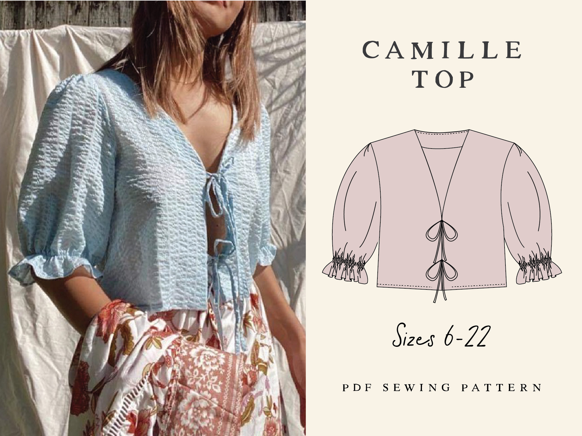 Cowl Neck Back Tie Cami Top Sewing Pattern – Patterns For Less