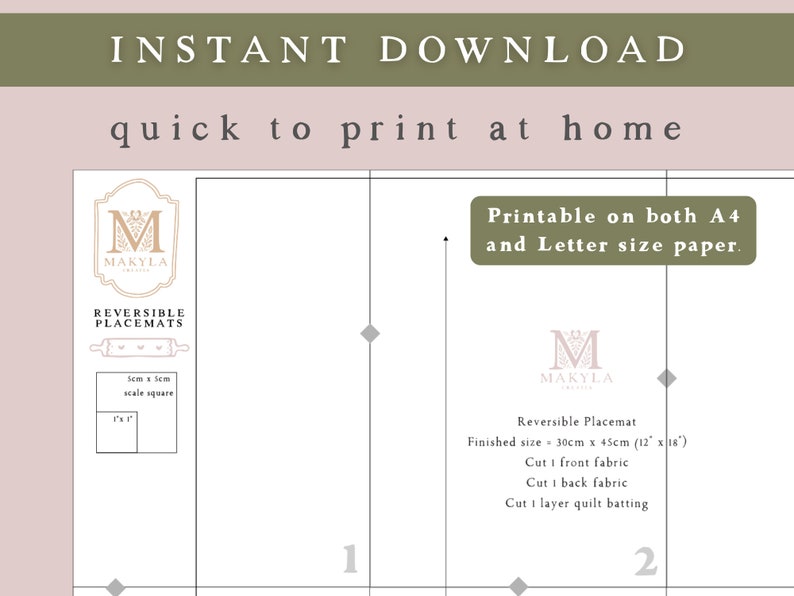 Reversible Placemat PDF Sewing Pattern image 3