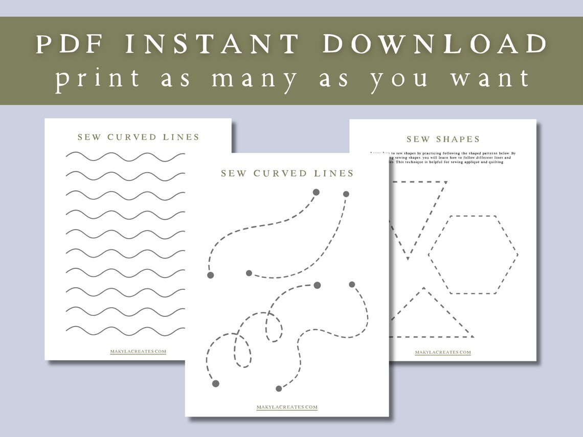 Sewing Practise Sheets - Learn to Sew PDF Printable Worksheets for ...