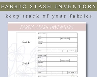 Fabric Stash Inventory - PDF Printable Sheet (A4 & Letter Size)