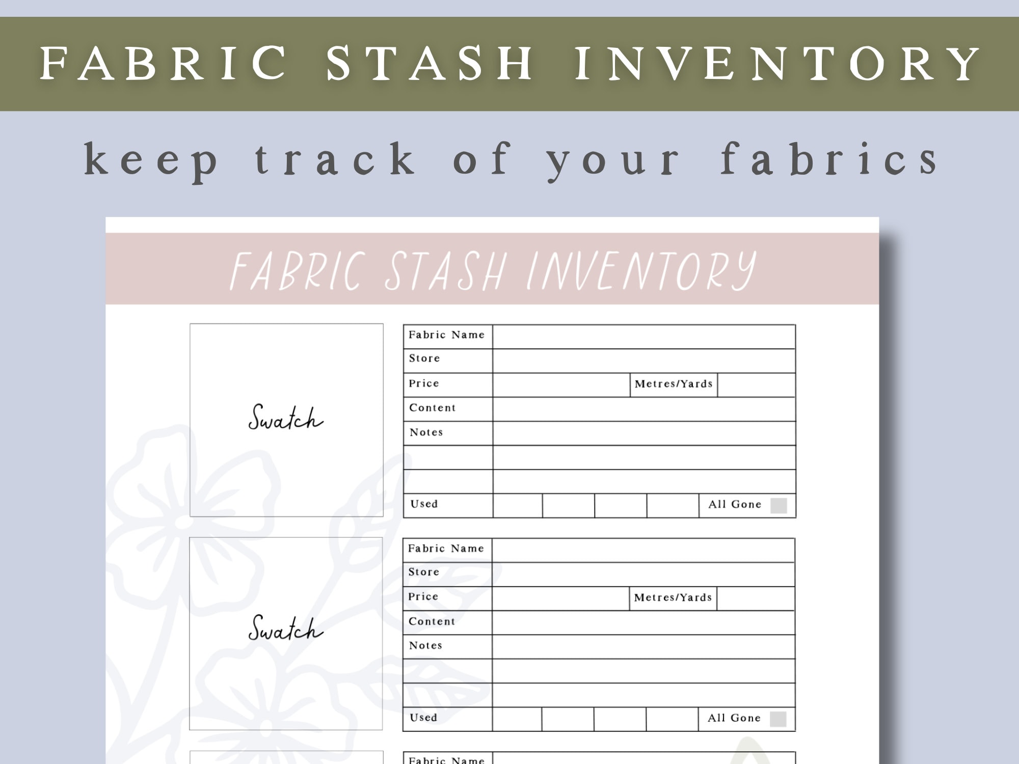Keep track of your fabric with free printable fabric stash labels