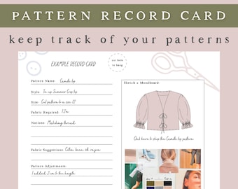Sewing Pattern Record Card PDF Printable