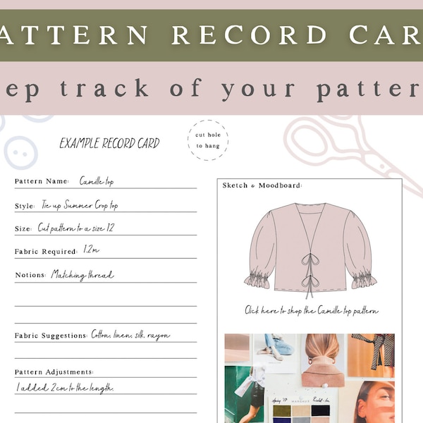 Sewing Pattern Record Card PDF Printable