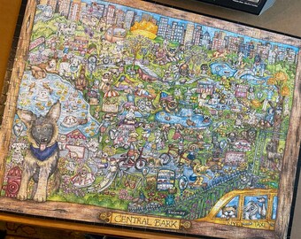 Dogs: Central Bark Puzzle. by Lucy Davis Creatives,Helena,MT. 2021. 672 pieces. 18x24”.