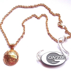 Gontie Paris Signed Signature Necklace 3411 Gold Plated
