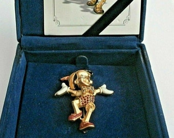 Swarovski Disney Signed Pinocchio Pin Brooch Limited  Edition MIB COA