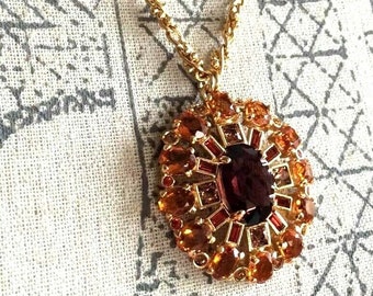 Swarovski Signed Gold Plated Necklace with Crystal Set Pendant