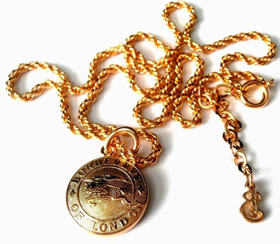 Burberrys of London Signed Gold Plated Necklace With Burberry Symbol 5 8 Pendant 6 Grams Etsy