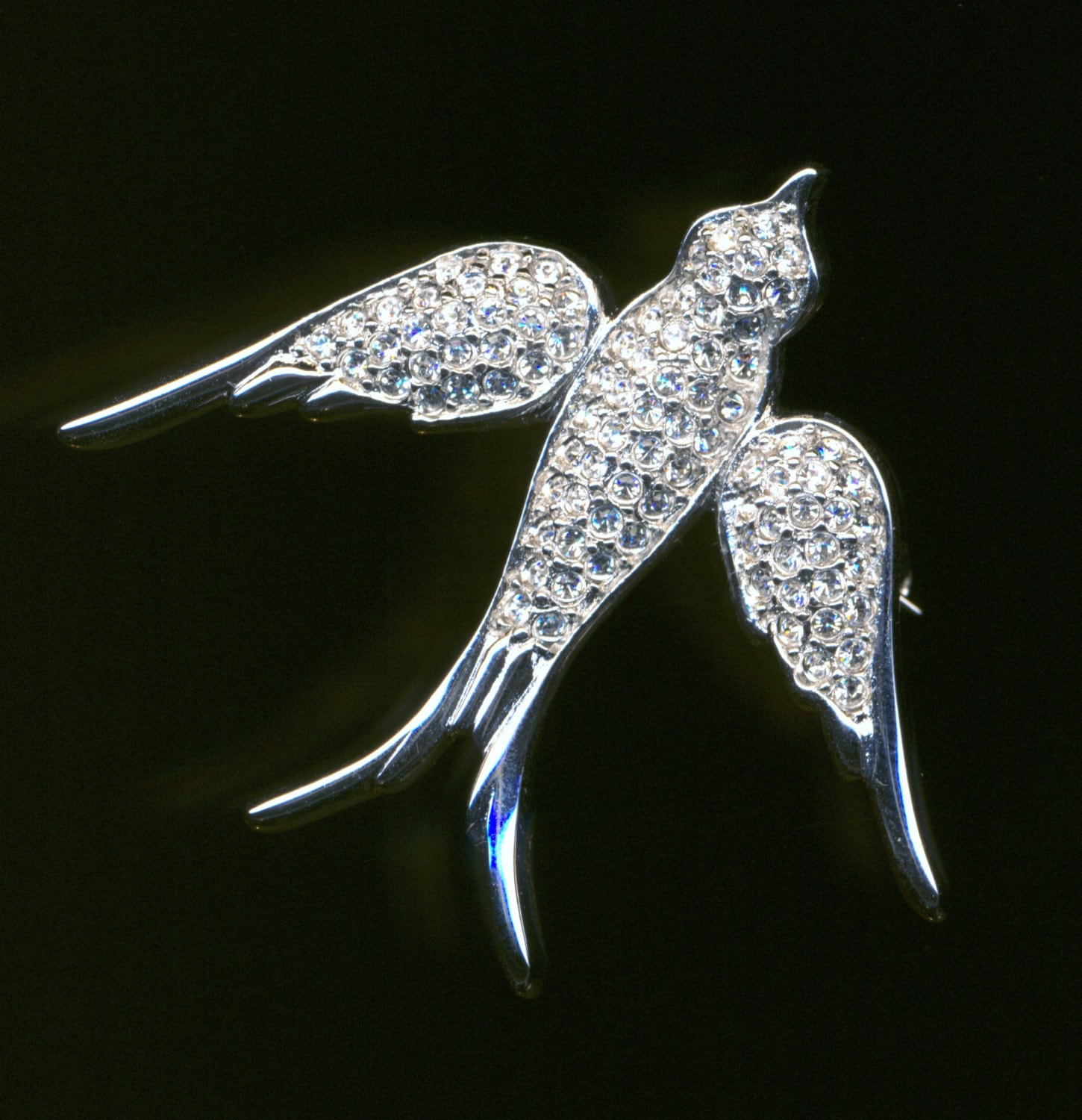 Diorブローチ Christian Dior Signed Rhodium Plated Bird Pin Brooch Set