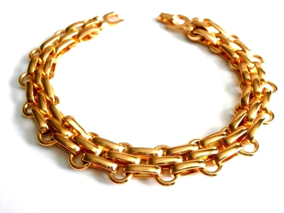 Christian Dior Signed Gold Plated Link Bracelet - image 1