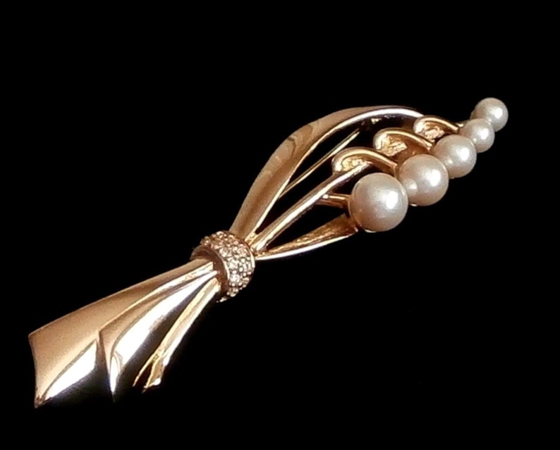 Christian Dior Signed Pin Brooch set with Pearls & Clear Etsy