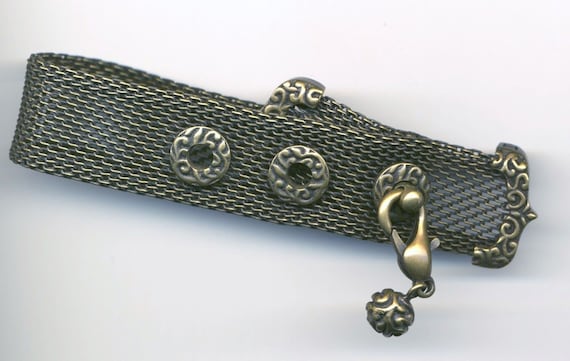 Christian Dior Signed Bracelet Gunmetal "Belt" b… - image 2