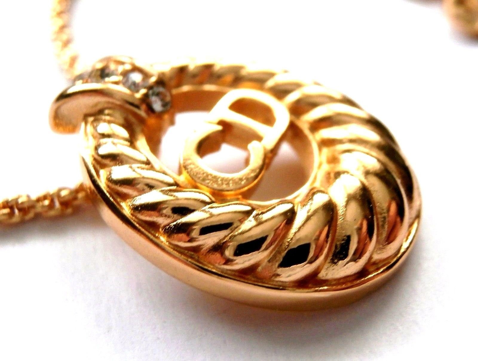 Dior☆ Brass Necklace With Logo Monogram Dior Brass Necklace Logo Monogram | eBay