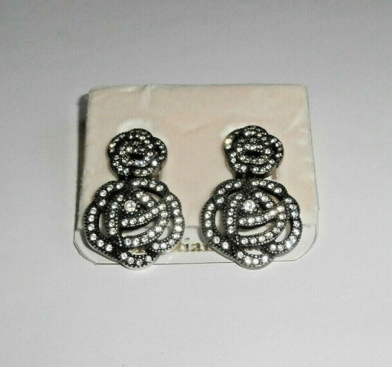 Christian Dior Signed Gunmetal Plated Dangling Cli
