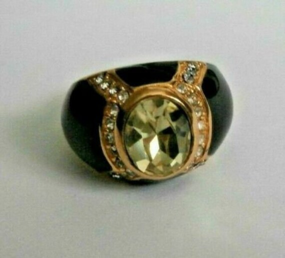 Dior 金色メッキリング Sサイズ クリスタル装飾