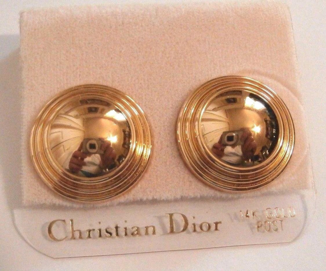 アクセサリー Dior Vintage LOGO Gold pierced earrings Christian Dior Vintage 1990s Monogram Logo Black CD Crystals
