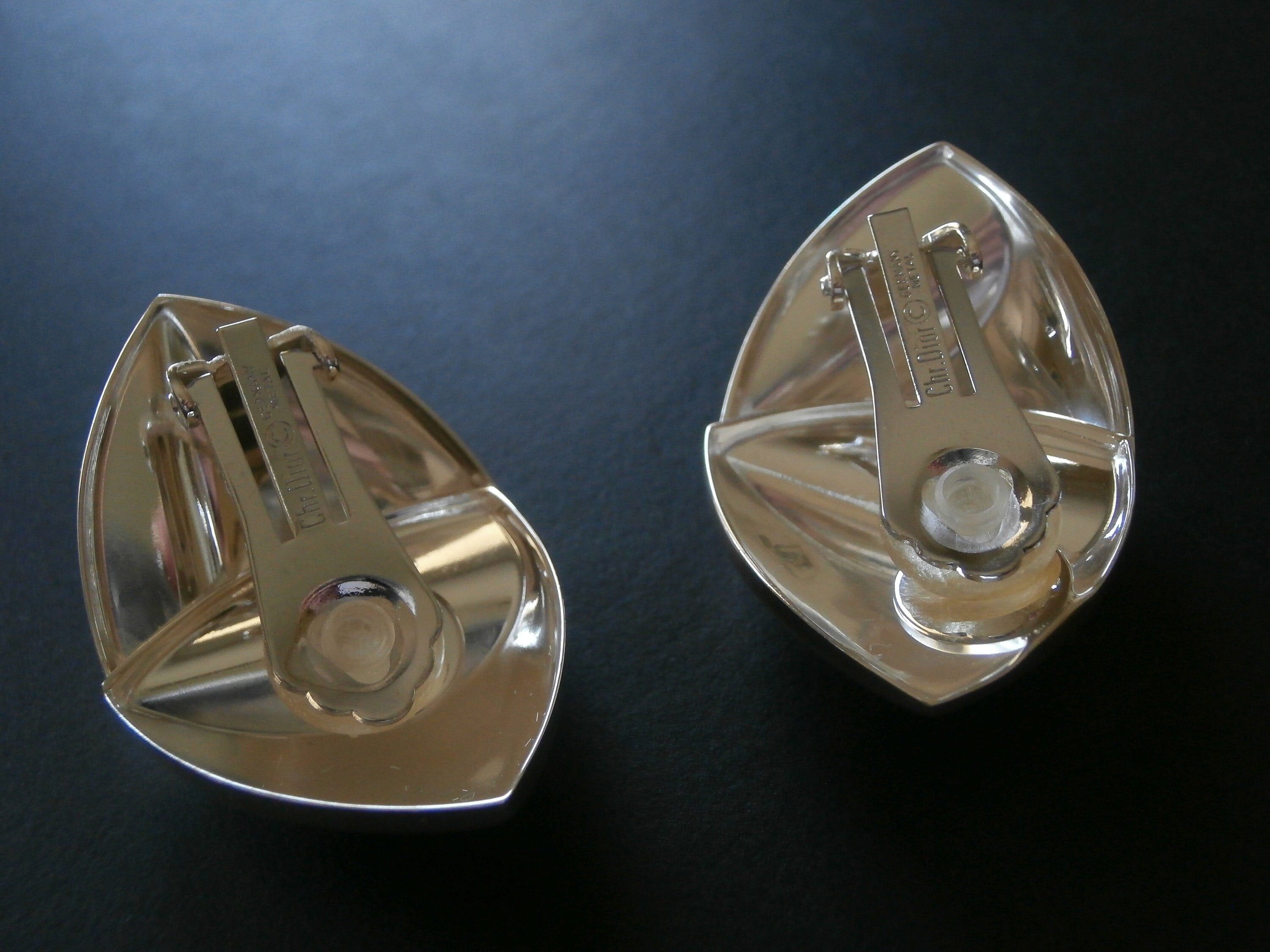 Christian Dior Vintage Logo Clip on Earrings. Circa 1970's